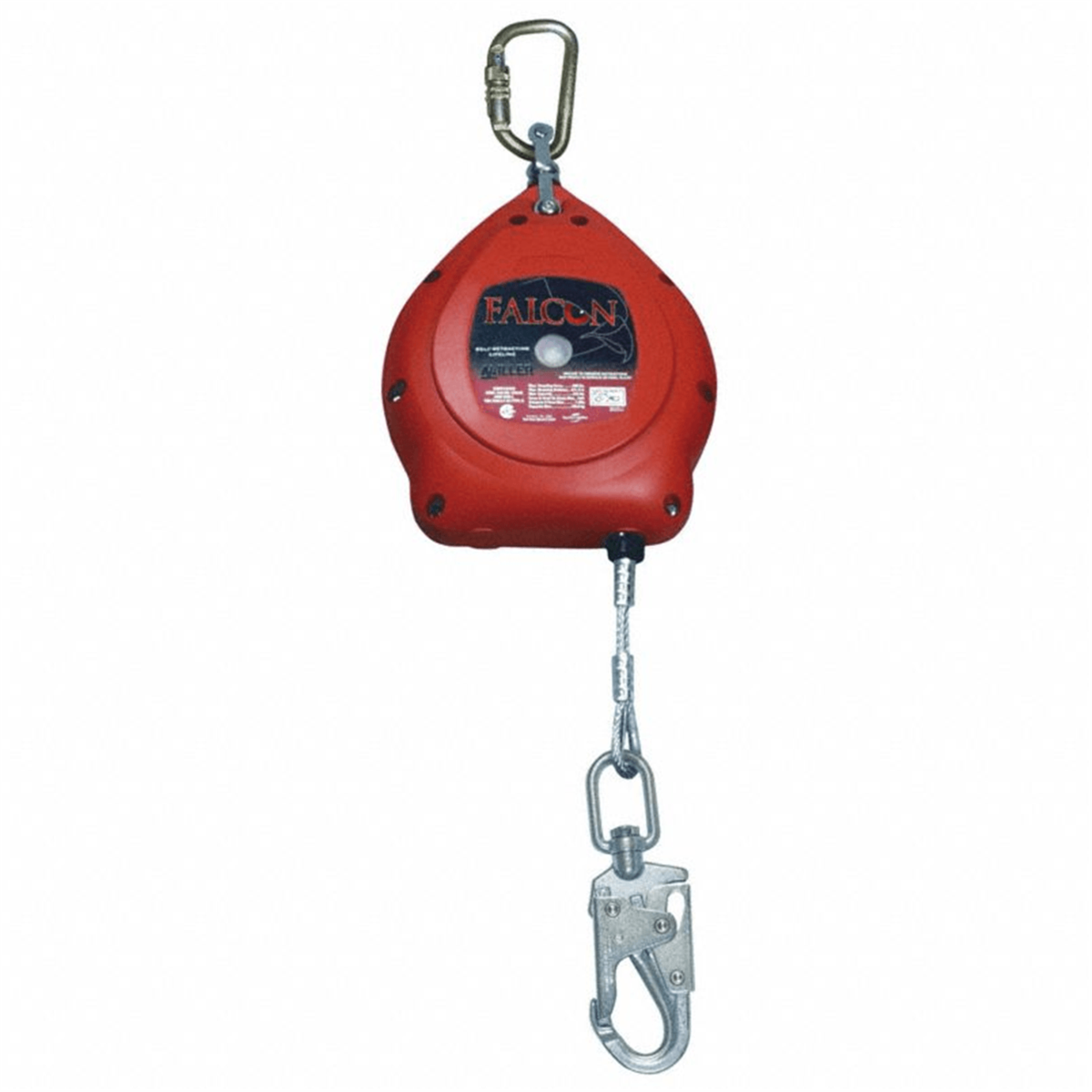 Falcon+ Self-Retracting Lifeline, Galvanized Steel, 30 ft L, Double Lock Carabiner, 310 lb,