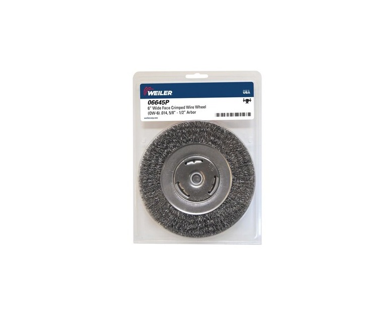 Weiler 804-06645P 0.014 in. Dia. Bristle Steel Wheel Brush - Unthreaded Arbor Attachment & 6 in. Dia. Outside -  Weiler Corporation