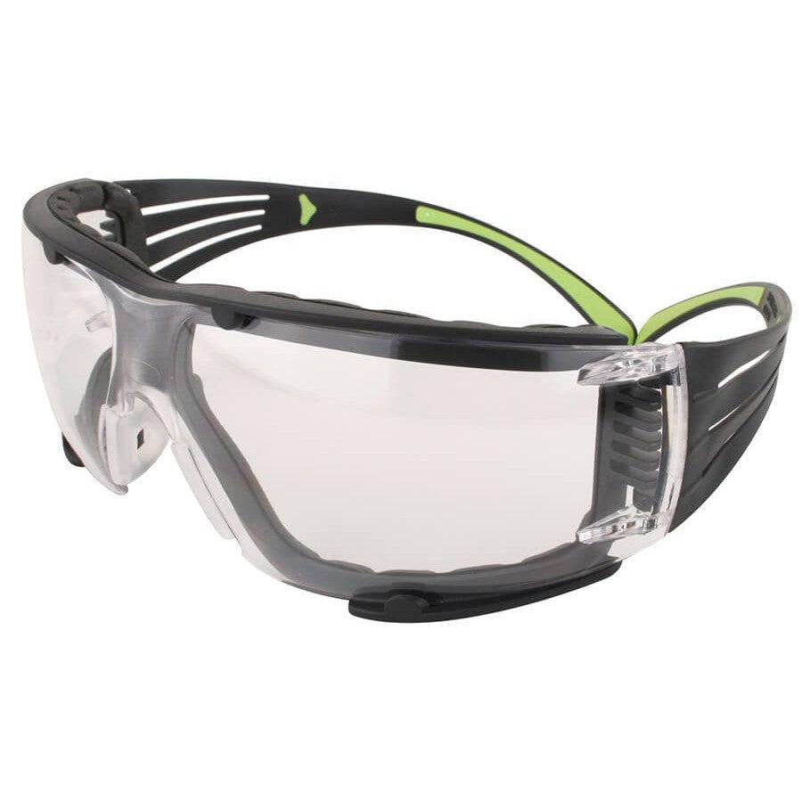 Picture of 3M 247-SF401AF-FM SecureFit Safety Glasses with Black & Lime Temples&#44; Foam Padding & Clear Anti-Fog Lens