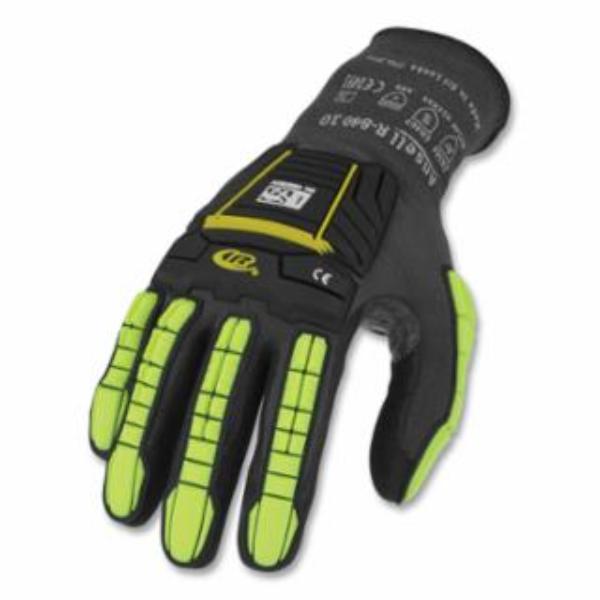 Picture of Ringers 012-840VP-06 R840 Light-Duty Palm Coated & TPR Impact Protection Gloves&#44; Black&#44; Green & Yellow - Size 6