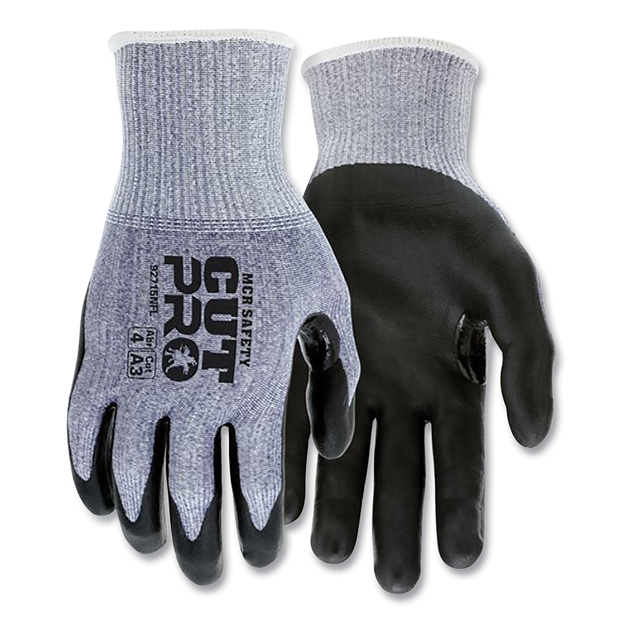 15 Gauge Hypermax Shell Cut Abrasion & Puncture Resistant Work Gloves with Nitrile Foam, Gray & Black - Medium