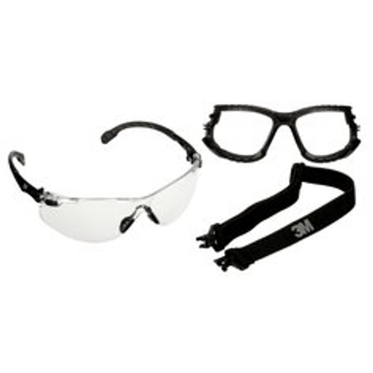 Picture of 3M 247-S1501SGAF-KT 1000 Series Black Temples Anti-Fog Coating AF-AS Lens with Foam Strap&#44; Clear