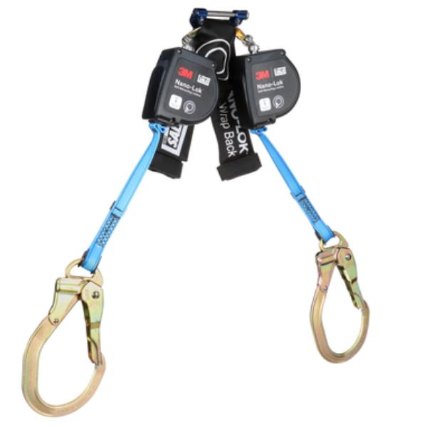 098-7012818585 8 ft. Class 1 Nano-Lok Single-Leg Wrap Back Self-Retracting Lifeline with Rebar Hooks, Black