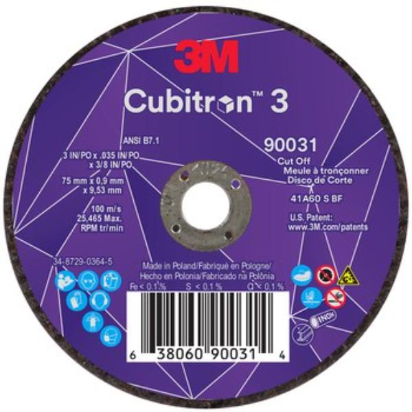 Abrasive Cut-Off Wheel, Type 1, 3 in Dia, 0.035 in Thick, 3/8 in Arbor Hole Size, Ceramic, 60 Grit
