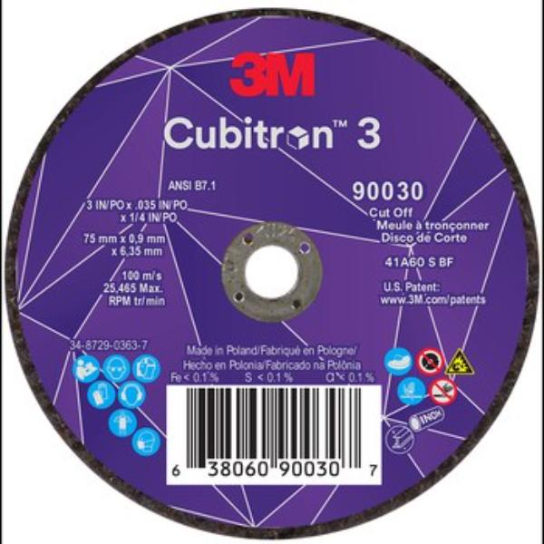 Abrasive Cut-Off Wheel, Type 1, 3 in Dia, 0.035 in Thick, 1/4 in Arbor Hole Size, Ceramic, 60 Grit
