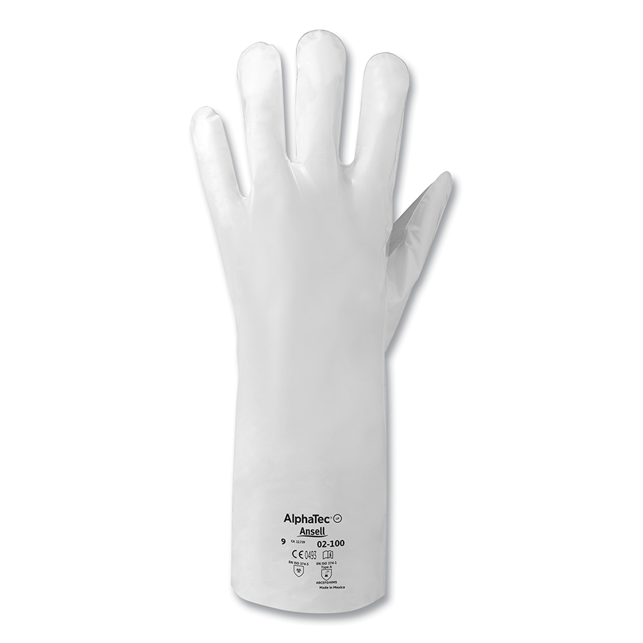 Picture of AlphaTec 012-02-100-8 Laminated Film Smoothgrip Gaunt Gloves&#44; White - Size 8