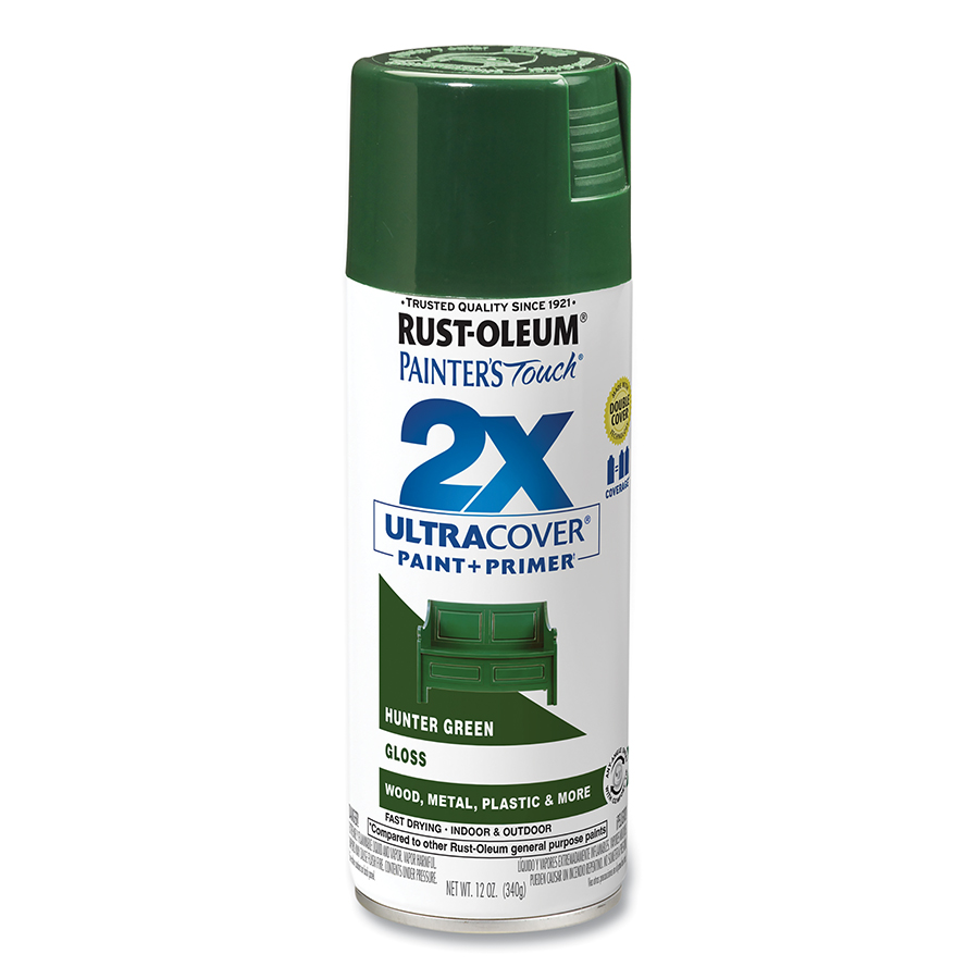 Picture of Rust-Oleum 647-334034 12 oz 2X Ultra Cover Gloss Spray Paints Plus Primer&#44; Hunter Green - Pack of 6