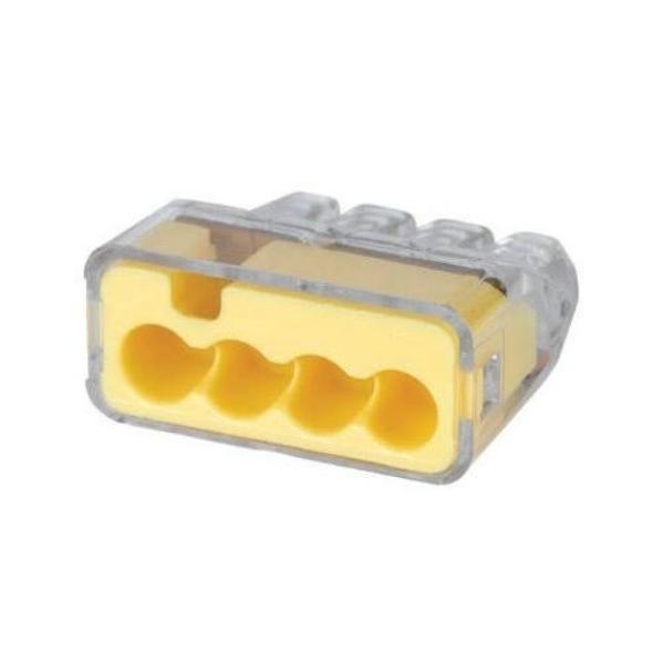 Picture of Ideal Industries 131-30-1034J 12 AWG 4 Port 200 JAR Push-In Wire Connector - Yellow & Transparent