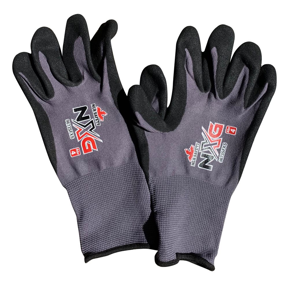 NXG Nitrile Coated Work Gloves, 9673SF, Sandy Finish, Medium, Black/Blue, 12PK