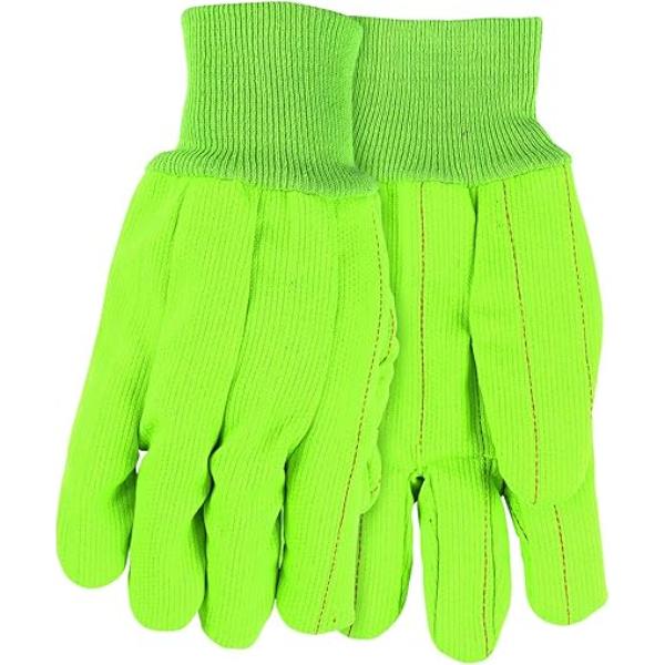 Picture of MCR Safety 127-9018CDG 18 oz Cordura Canvas Nap-Ink Notched Wrist Gloves&#44; Fluorescent Green - Large - Pack of 12