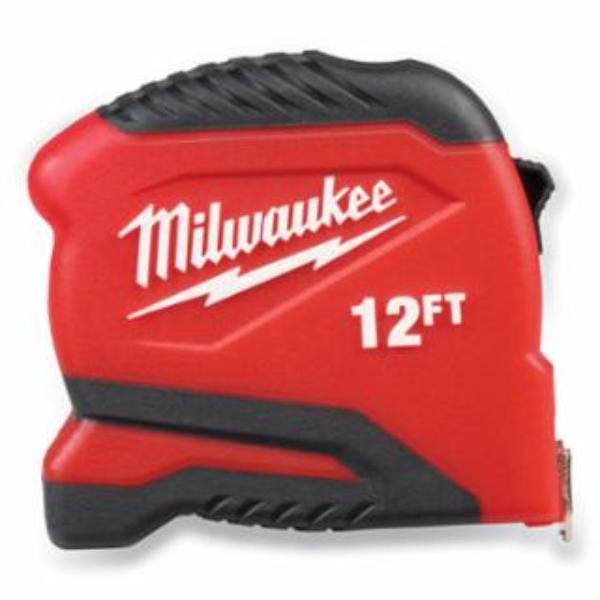 Picture of Milwaukee Tool 495-48-22-1712 12 ft. Compact Tape Measure - Single-Sided - Steel&#44; Red & Black - Pack of 6