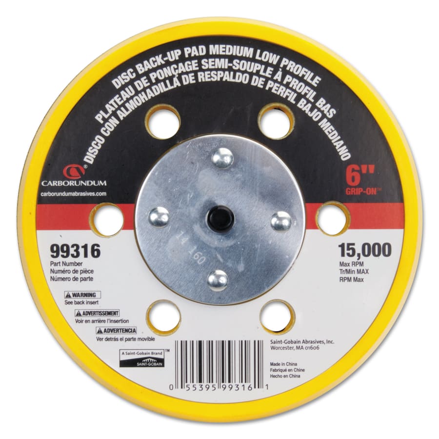 Picture of Carborundum 481-05539599316 6 x 6 in. Low Profile Medium Hole Grip-On Backup Pad - 15000 RPM - Pack of 5
