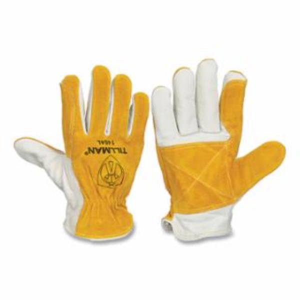 Drivers Gloves - DuPont Kevlar Stitching & Top Grain Cowhide Palm & Split Cowhide BOH-Palm - Lined, Bourbon Brown & Pearl - Medium - Pack of 12