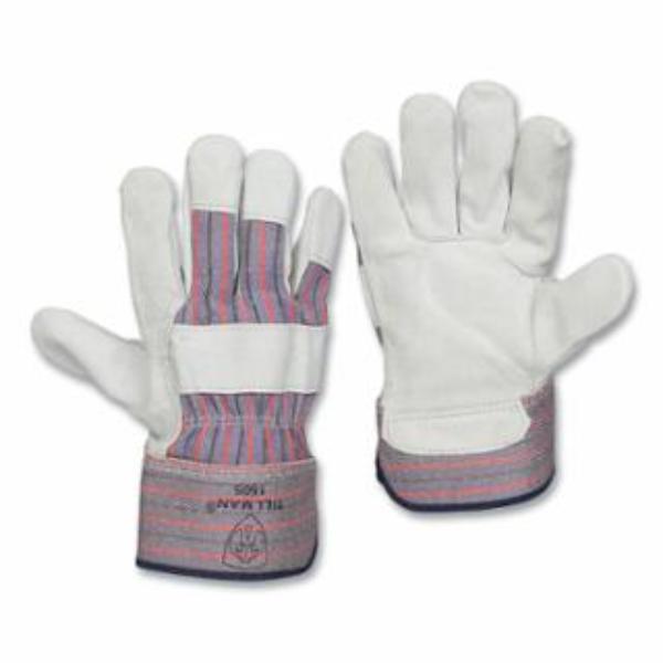 724-1505 Work Gloves - Slightly Shoulder Split Cowhide & Canvas, Blue, Red & Gray - Large - Pack of 12