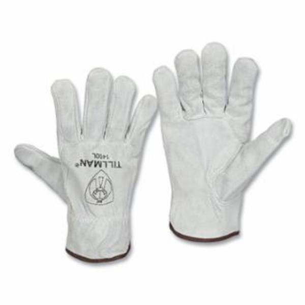 724-1400L Drivers Gloves - Cotton Stitching & Split Cowhide - Unlined, Gray - Large - Pack of 12