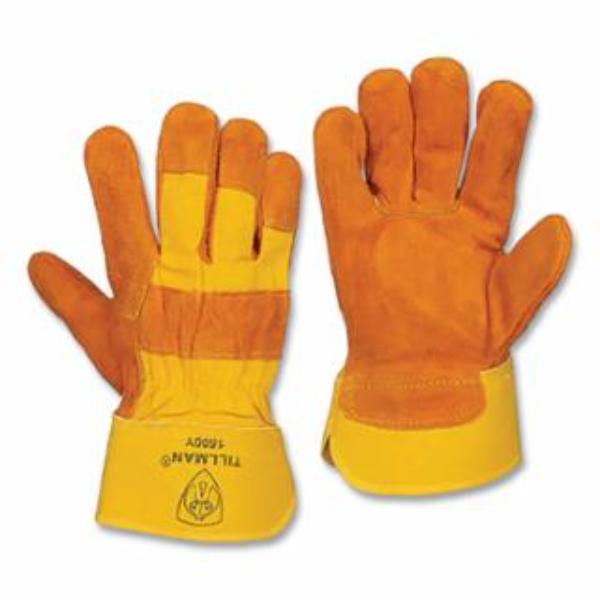724-1500Y 1500Y Work Gloves - Standard Shoulder Split Cowhide & Canvas, Bourbon Brown & Yellow - Pack of 12