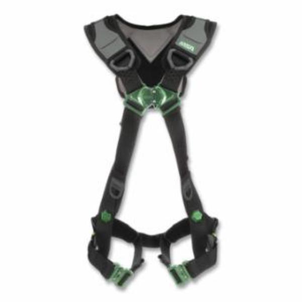 454-10239740 V-Flex Full Body Harness with Back D-Ring, Quick-Connect Chest & Leg Buckles - Leg & Shoulder Padding, Black - Standard Size