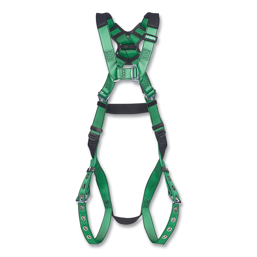 MSA Safety Works V-FORM Harness, Back D-Ring, Tongue Buckle Leg Straps Quick Connect Chest Buckle, XL - 10206059