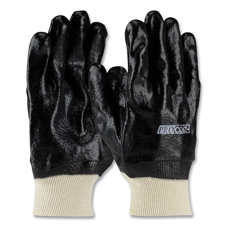 Premium PVC Dipped Glove with Interlock Liner and Semi-Rough Finish, Knit Wrist, 12PK