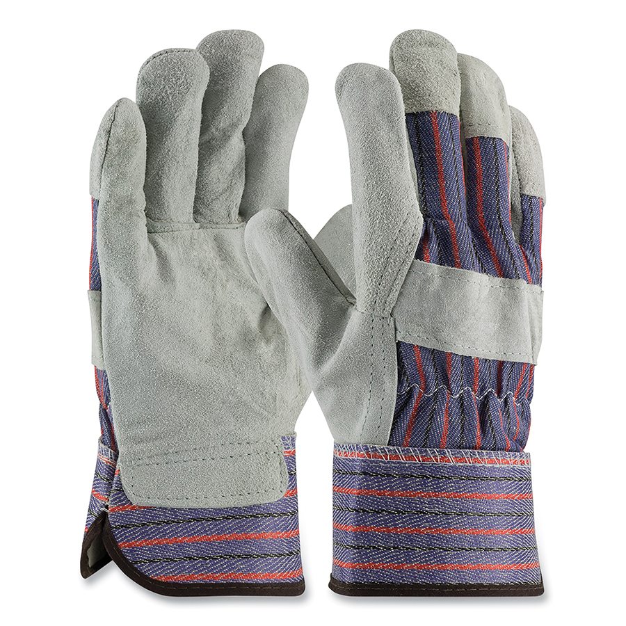 Protective Industrial Products Gloves Blue Industry Grade Split Cowhide Leather Palm Large 12 Pairs Size Large - 85-7500/L