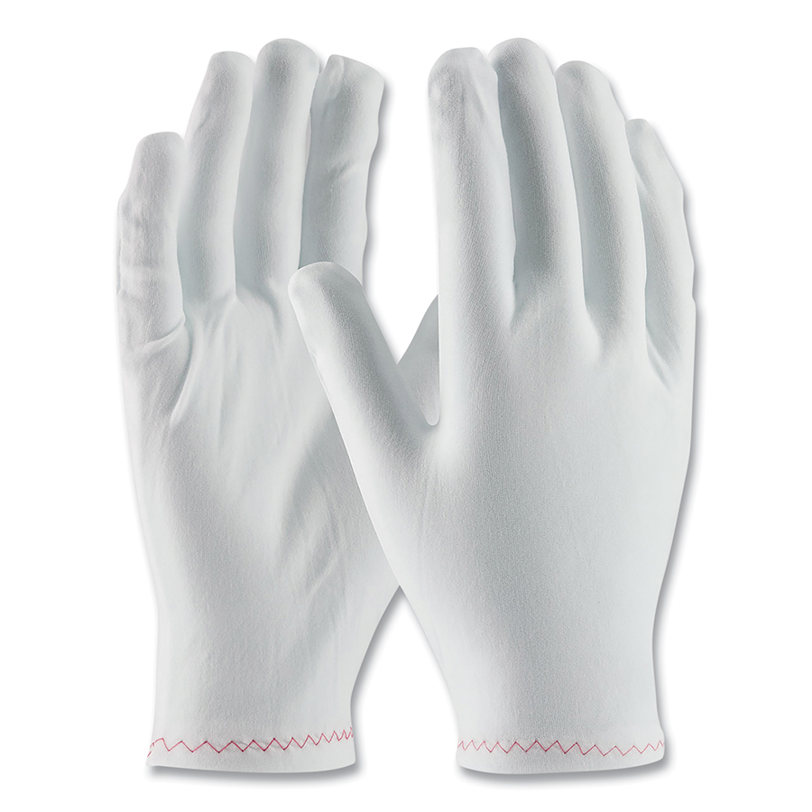 Stretch Nylon Inspection Glove with Zig-Zag Stitched Rolled Hem, 9", 12PK