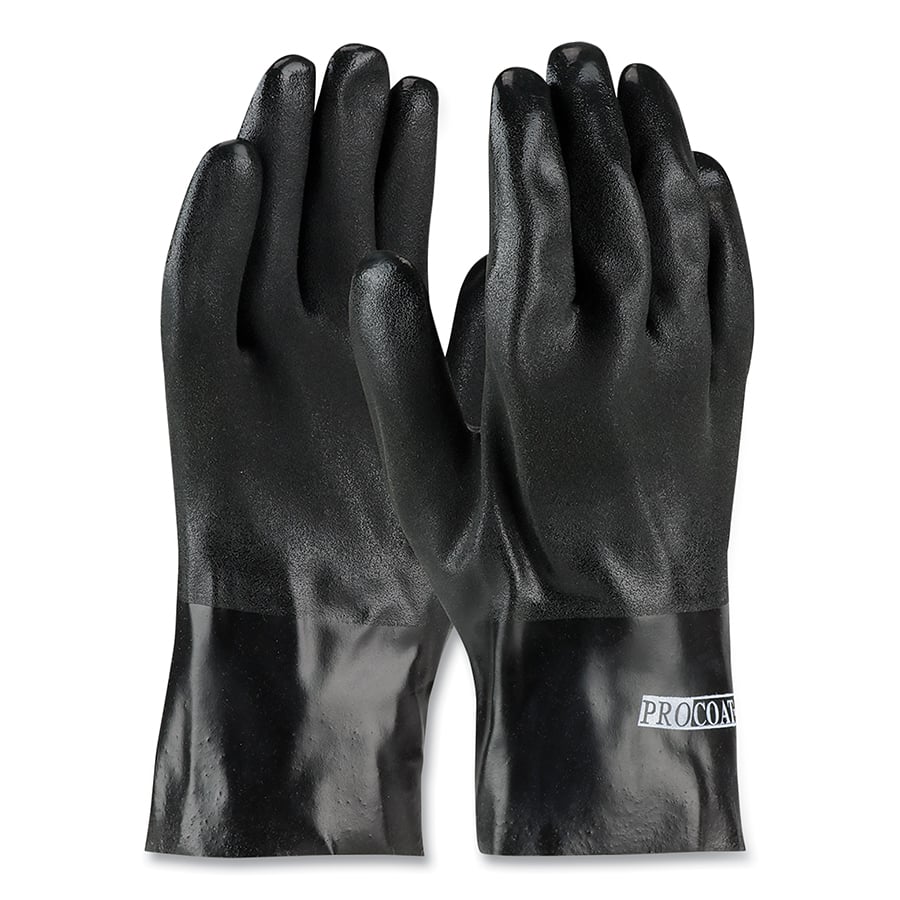 Premium PVC Dipped Glove with Interlock Liner and Rough Sandy Finish, 10" Length, 12PK