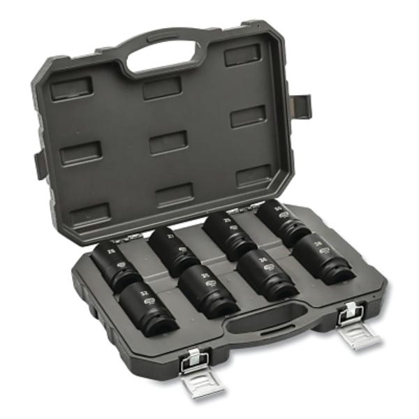 329-84032 Impact Socket Set, 0.75 in. Drive, 6-Point, Metric, 26 mm to 38 mm Deep Length with Blow Mold Case - 8 Piece