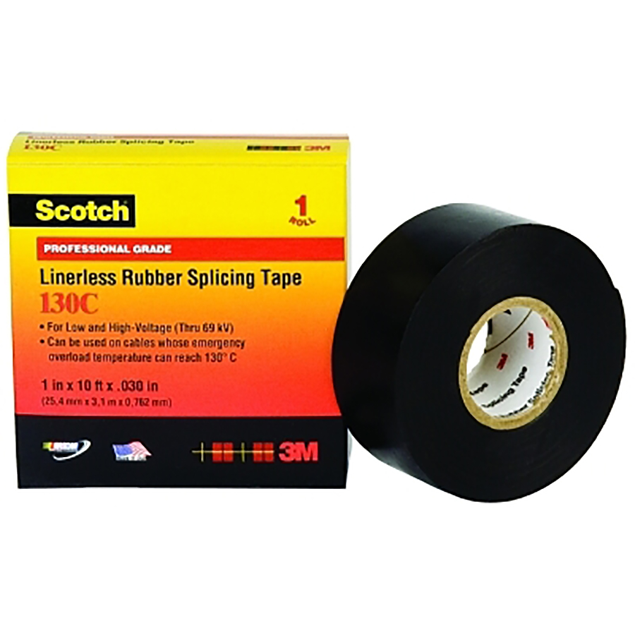 500-417187 30 ft. x 1.5 in. Linerless Rubber Splicing Tape 130C, Black