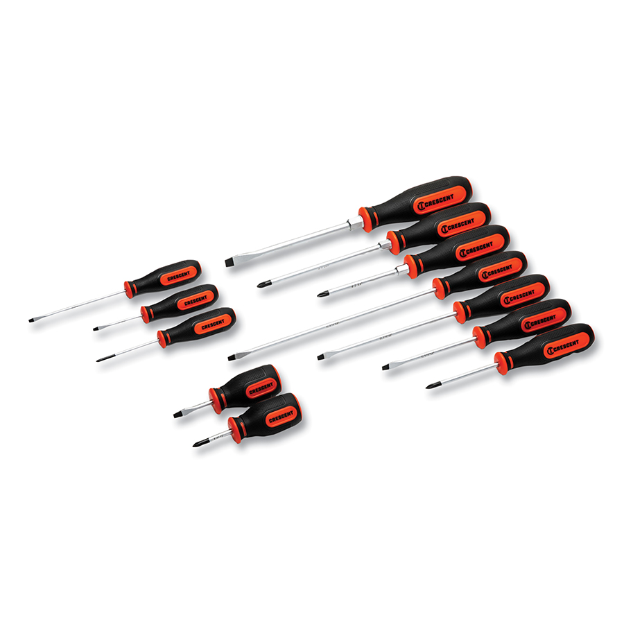 181-CSDS12PCSET Phillips & Slotted Tip Dual Material Screwdriver Set, 12 Piece