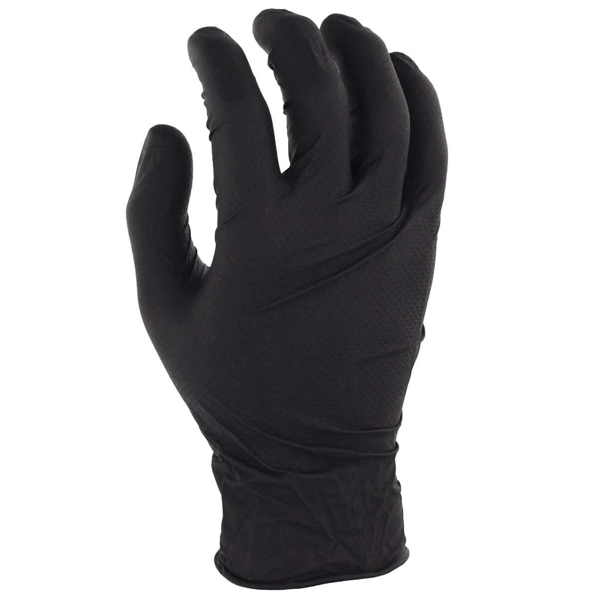 112-67-246-XL 6 Mil Extended Use Ambidextrous Nitrile Glove with Textured Fish Scale Grip, Black - Extra Large