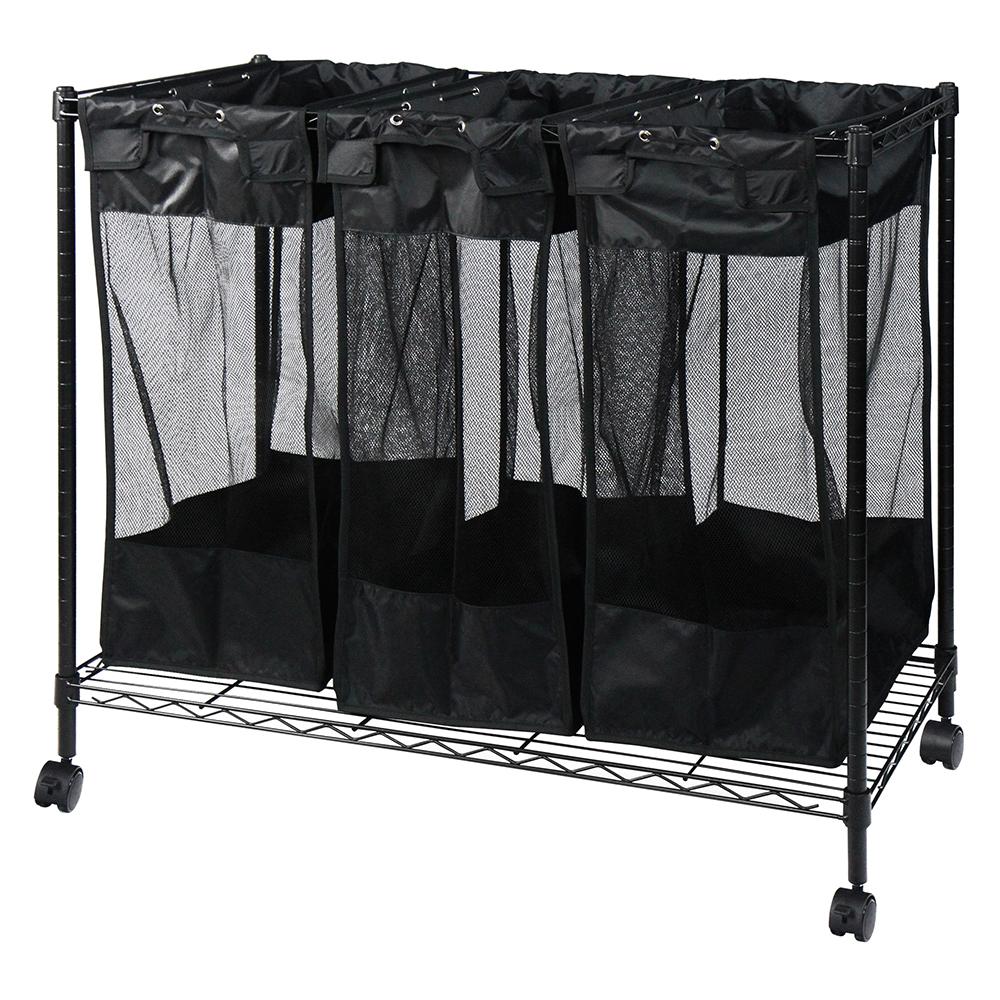 Triple Storage Organizer & Laundry Sorter, Black
