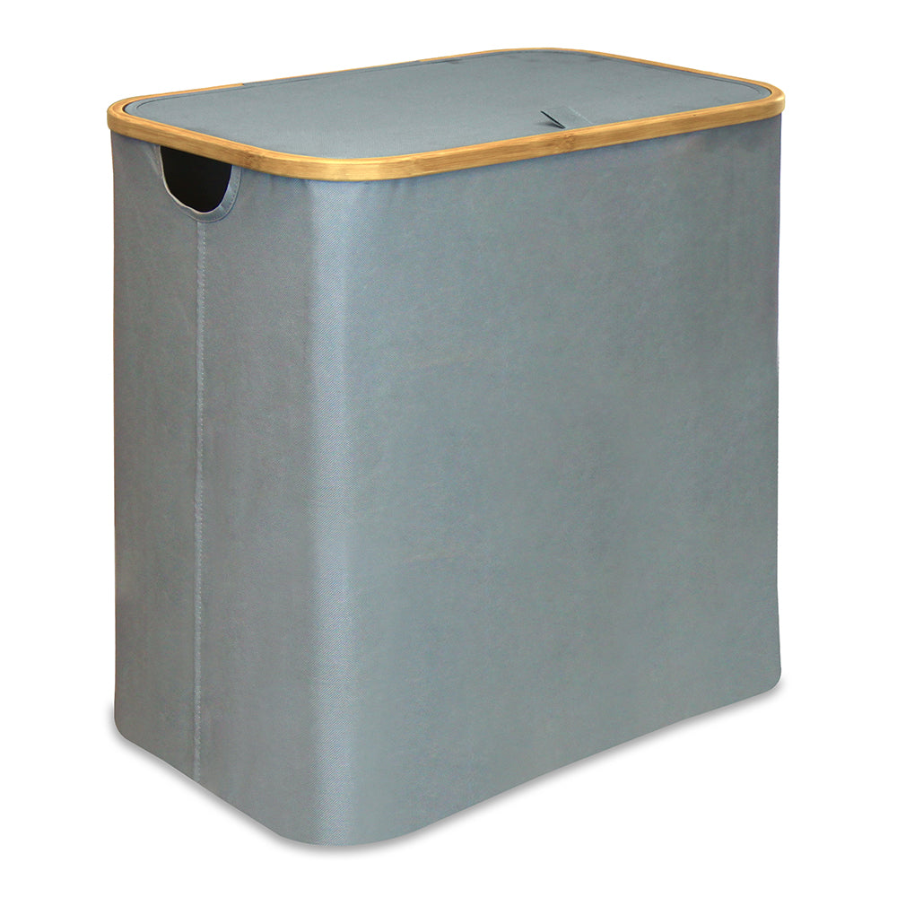 Double Laundry Hamper Sorter - Gray - Lightweight - Bamboo Lid