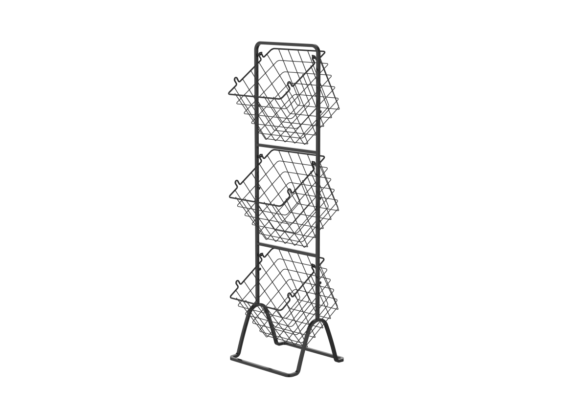 Picture of Oceanstar 3FBS1842 42.65 x 10.80 x 11.80 in. 3-Tier Metal Wire Storage Basket Stand with Removable Baskets&#44; Black