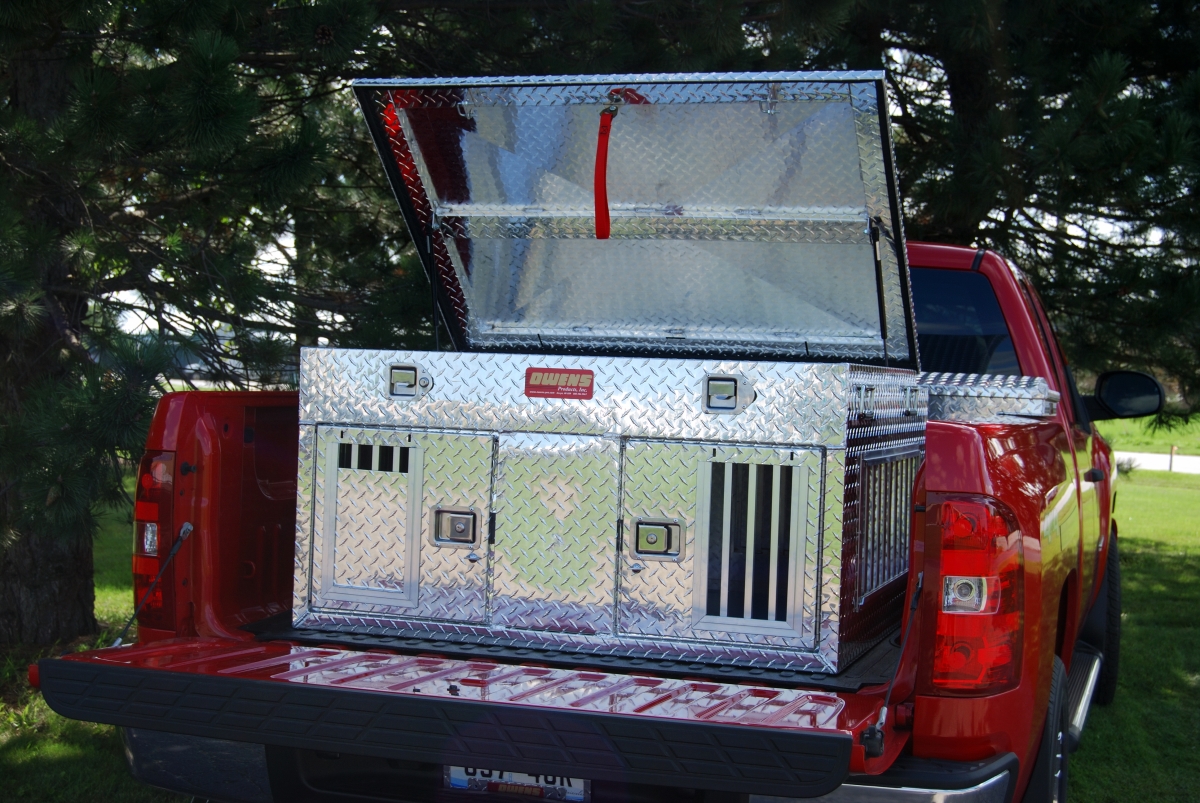 Picture of Owens Products 55012 26 x 48 x 45 in. Hunter Series Double Compartment Dog Box with Top Storage & All Seasons Vents