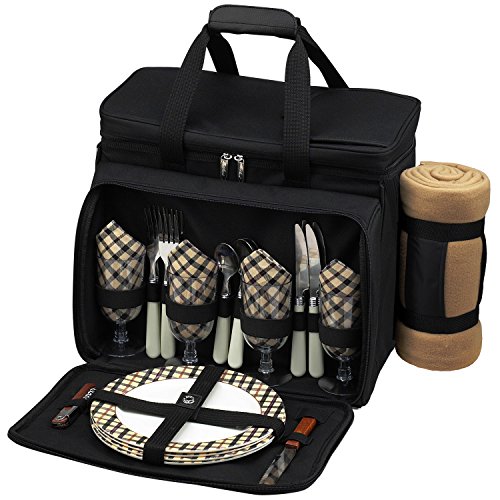 Picture of Picnic at Ascot 230X-L Deluxe Picnic Cooler with Blanket Equipped for 4 - Black & London