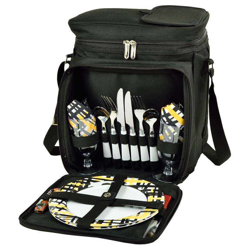 Picture of Picnic at Ascot 526-P Picnic Basket and Cooler Equipped For 2 - Black and Paris