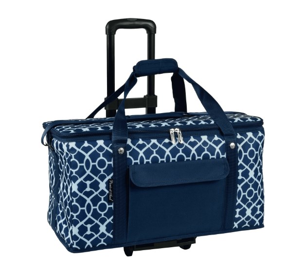 Picture of Picnic at Ascot 8036-TB Extra Large Hybrid Folding Cooler on Wheels&#44; Trellis Blue