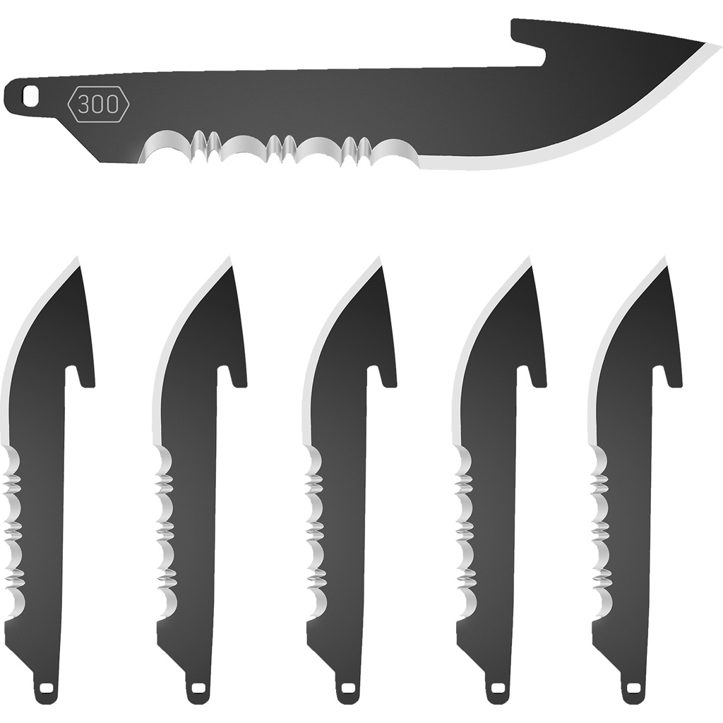 1302052 3 in. Drop Point Replacement Blade with Black Serrated - Pack of 6