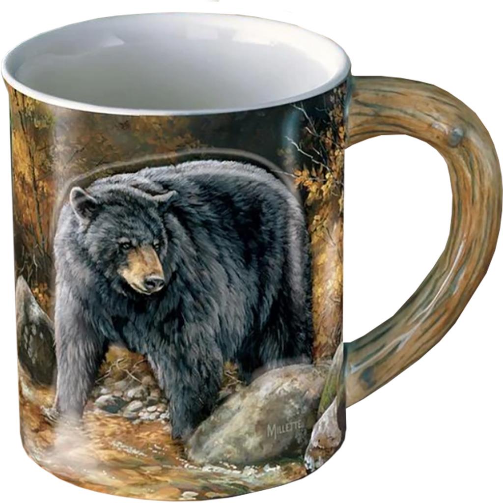 1003006 Autumn Streamside Bear Sculpted Mug, Black