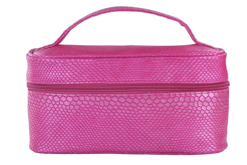 Picture of Picnic Gift 7566-PK Lemondrop-Chic & Classy Insulated Cosmetics Bag For The Minimalist Cosmoqueens, Pink Reptilian