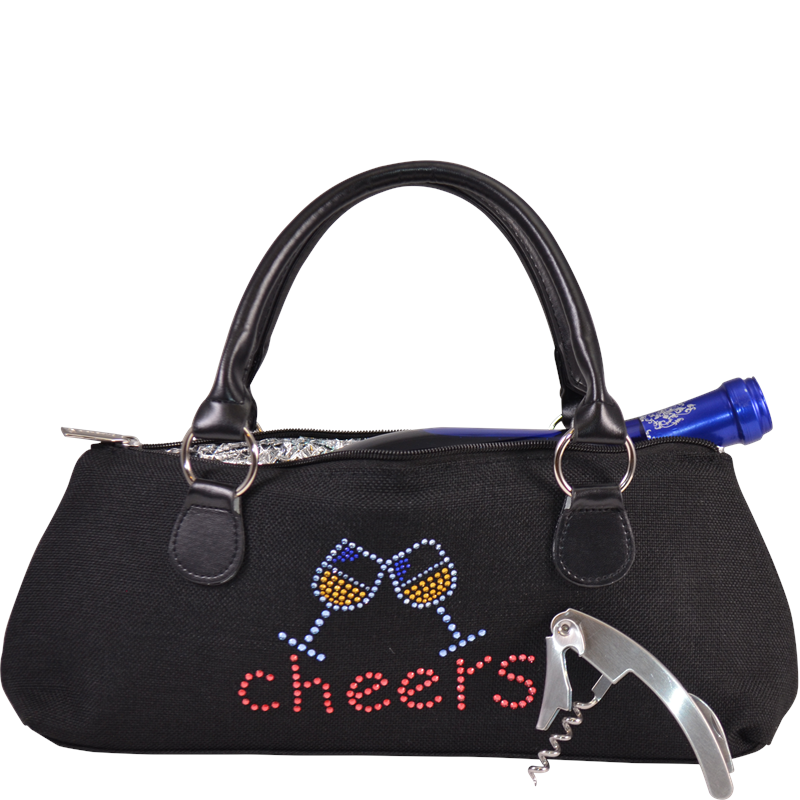 Picture of Primeware 3027-CH Womens Cheers Insulated Single Bottle Wine Clutch Tote Bag