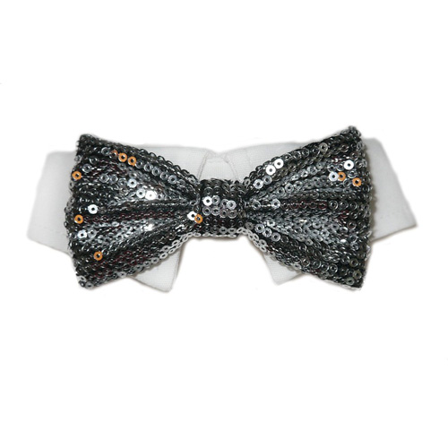 Picture of Pooch Outfitters PKBT-XS Sparky Bow Tie&#44; Silver - Extra Small