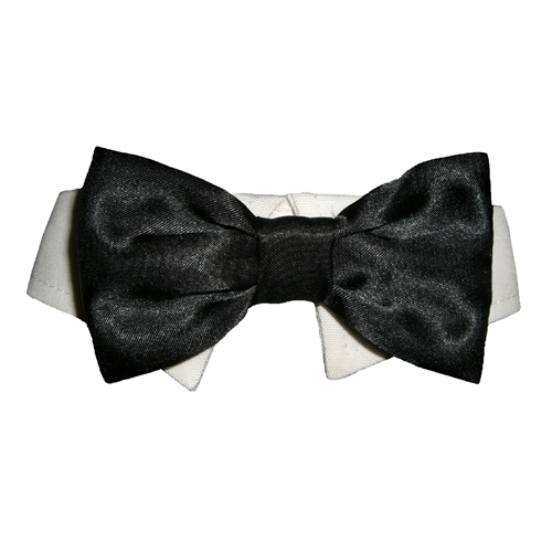 Picture of Pooch Outfitters PBTB-M Black Satin Bow Tie&#44; Black - Medium