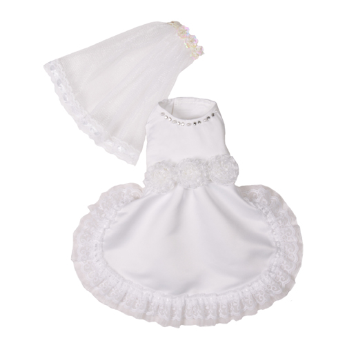 Picture of Pooch Outfitters PVWW-XXS Vera Wedding Dress&#44; White - 2XS