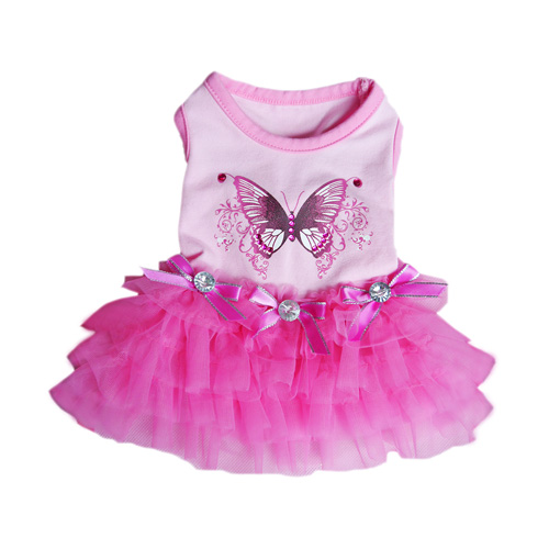 Picture of Pooch Outfitters PBUD-S Butterfly Party Dress&#44; Pink - Small