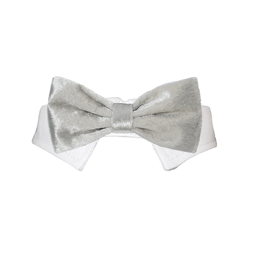 Picture of Pooch Outfitters PVBS-XS Valentino Bow Tie&#44; Silver - Extra Small