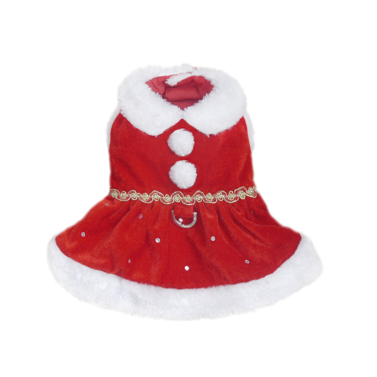 Picture of Pooch Outfitters PDSD-XS Dear Santa Dress&#44; Red - Extra Small