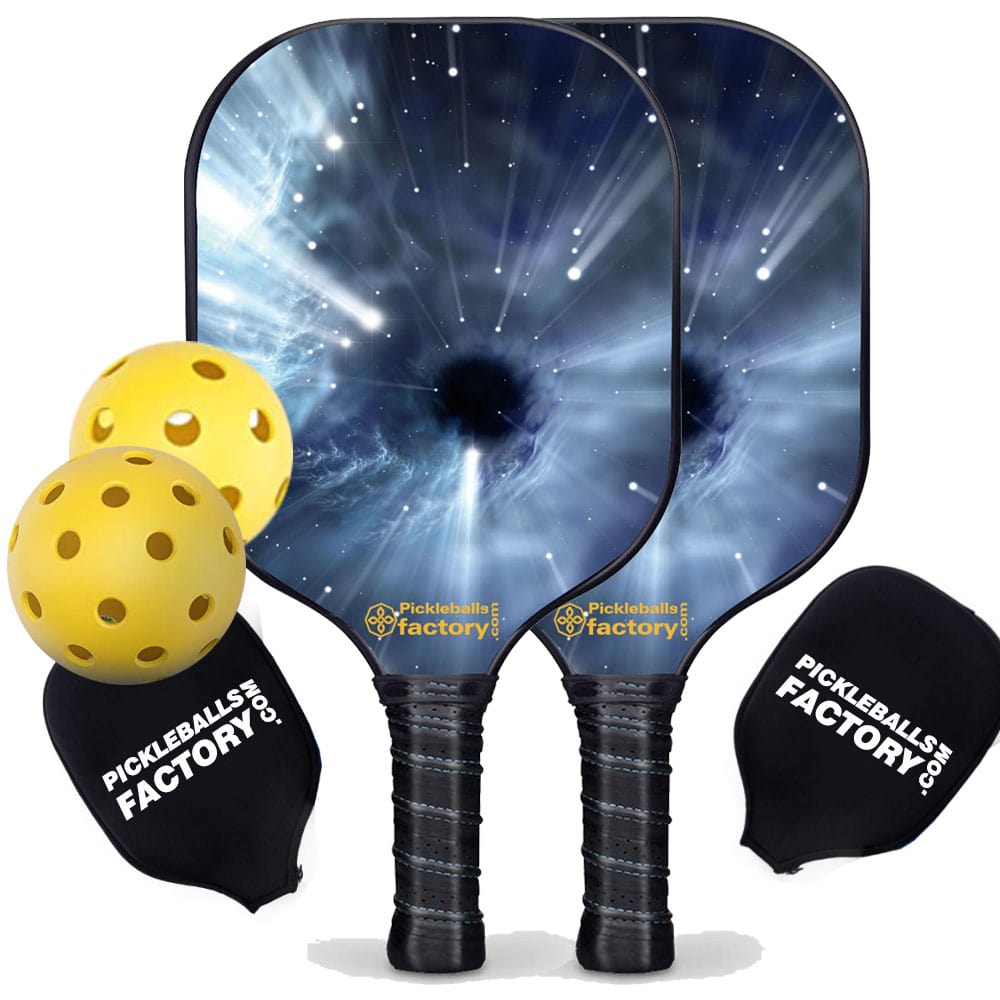 Pickleball Starter Set - Black Hole Custom Pickleball Paddle, Pickleball Net Set Up, Glassfiber Graphite