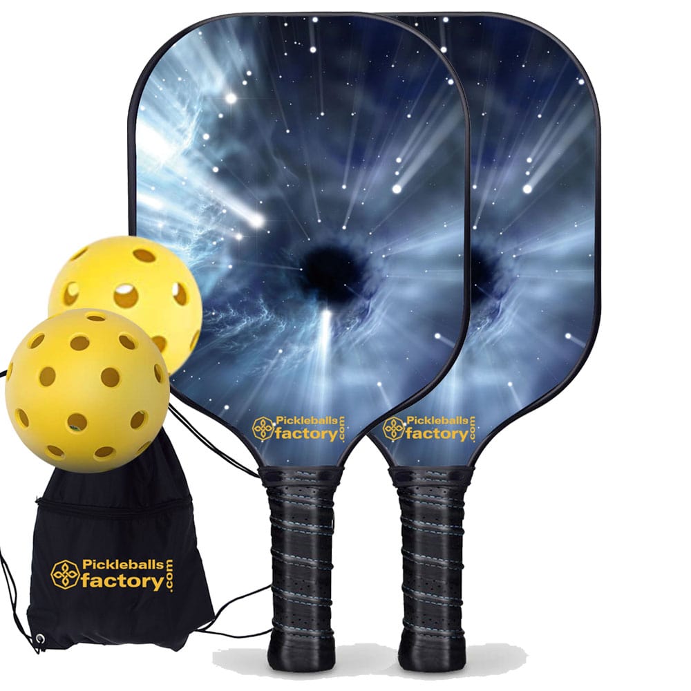 Pickleball Starter Set - Black Hole Custom Pickleball Paddle, Pickleball Net Set Up, Glassfiber Graphite