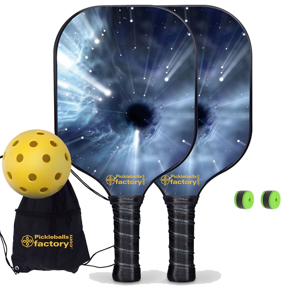 Pickleball Starter Set - Black Hole Custom Pickleball Paddle, Pickleball Net Set Up, Glassfiber Graphite